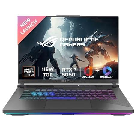 ASUS ROG Strix G16, AMD Ryzen 9 8940HX, Gaming Laptop(RTX 5050-8GB/115W TGP/16GB RAM/1TB SSD/FHD+/16"/165Hz/90Whr/Windows 11/M365 Basic (1Year)*/Office Home 2024/Eclipse Gray/2.5 Kg) G614PH-RV033WS